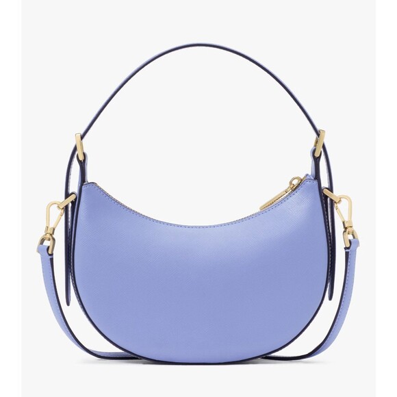 New Kate Spade Nova Crescent Shoulder Bag Saffiano Leather Frosted Blueberry - Picture 3 of 5